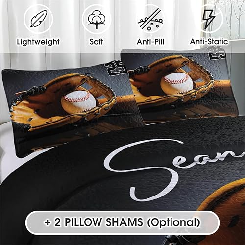 Miniatura 3 de Edredón de béisbol con número de nombre, edredones de cama de béisbol de reina a hija, el mejor juego de edredón decorativo para niños, juego de