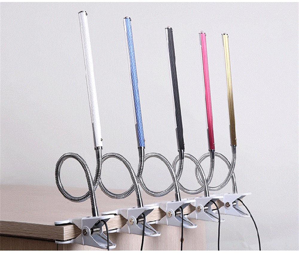 Clip-Lichter Klemmlampe Klemmleuchte Clip Schreibtischlampe Led Bettside Lesen Leade Leage Eye Protection Desct Steuer Leder Studentwahme Schaublichkeitschluss-Light-Touch-Arbeit-Blau Weiss