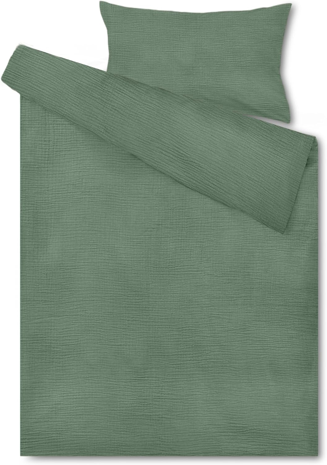 Hook Kinderbettw sche Set 100x135 cm aus 100% Musselin Baumwolle   Atmungsaktiv & Weich Handgefertigt Baby Bettw sche mit Kissenbezug 40x60 cm Green 135 x 100cm