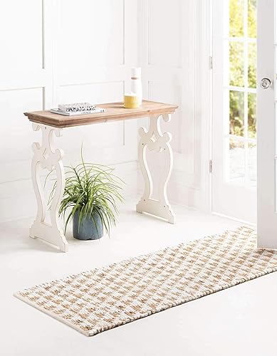 Miniatura 2 de Unique Loom Chindi Jute Collection - Alfombra de área (2 pies 2 pulgadas x 6 pies 1 pulgada, blanconatural)