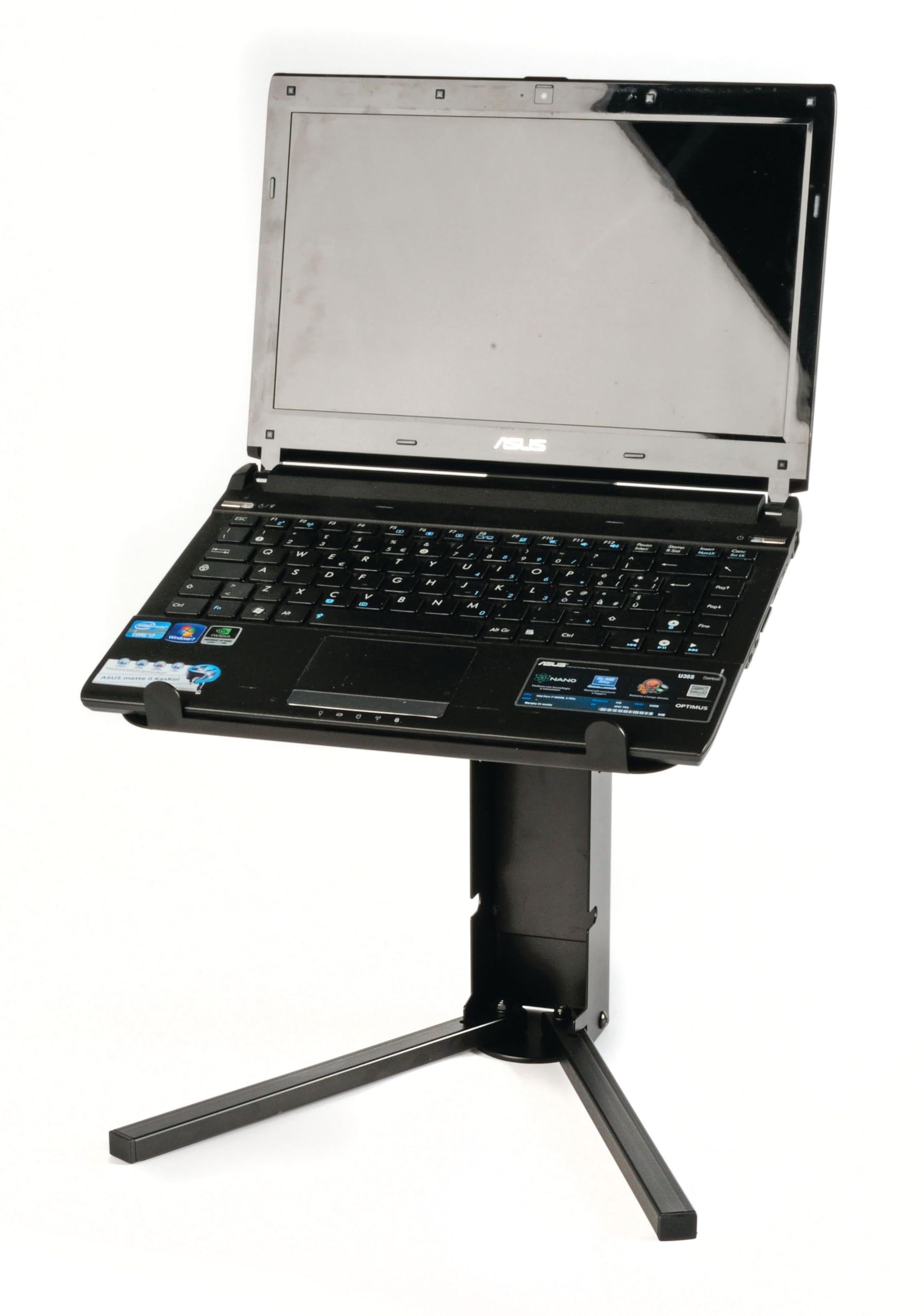 QUIK LOK - LPH/005 SUPPORTO PER LAPTOP, Struttura in Acciaio Leggera e Stabile, con Pads in Gomma, Due Angolazioni Diverse, Carico Massimo 15kg, Colore Nero