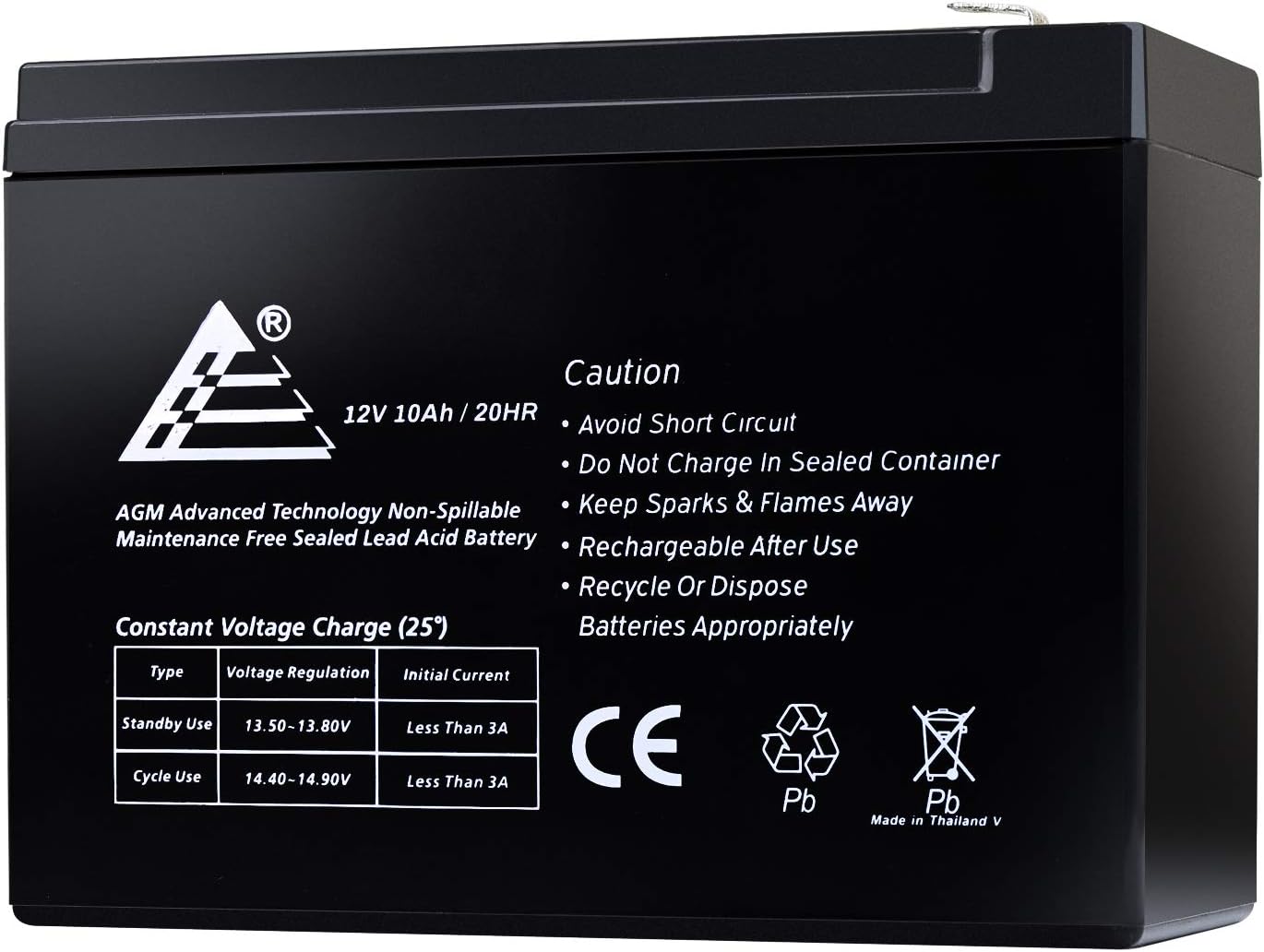 12v 10Ah SLA Rechargeable Battery - F2 Terminals