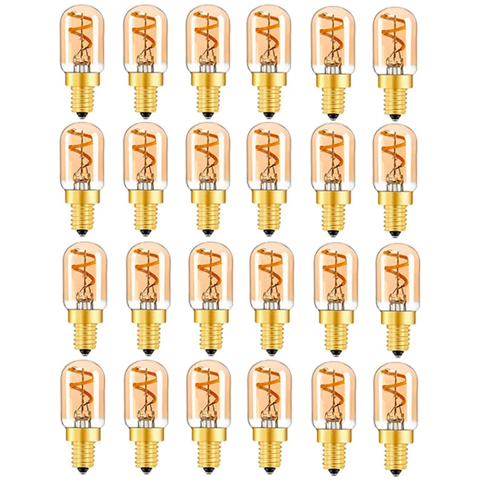 Bombilla LED tubular T22GS de 1.5 W filamento en espiral minilámpara de luz casquillo E14 220V 2200 K lámpara colgante de cristal ámbar amarillo cálido (paquete de 24)