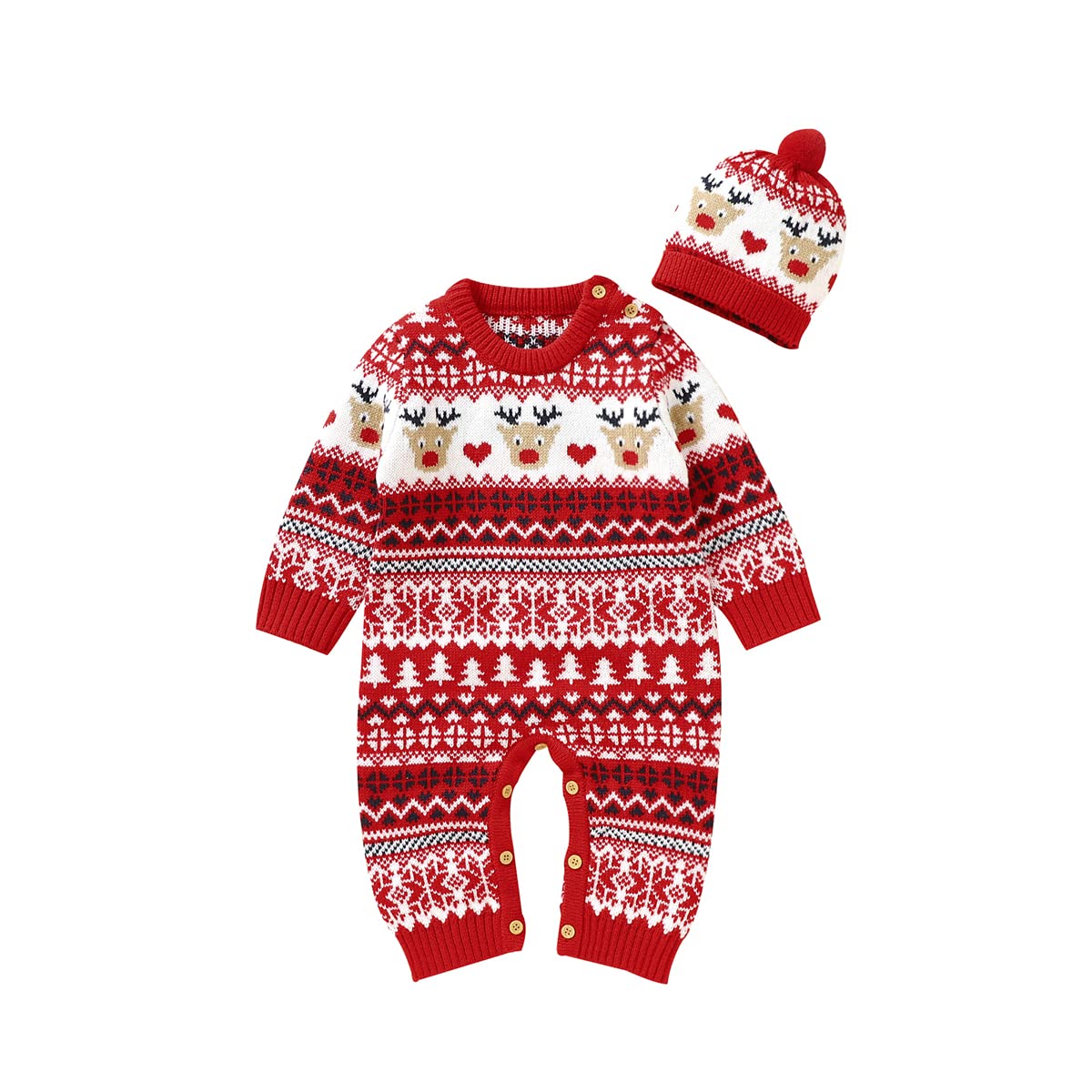 Baby Christmas Rompers Newborn Knitted Girls Boys Onesies Warm Sweater Jumpsuit Outfits