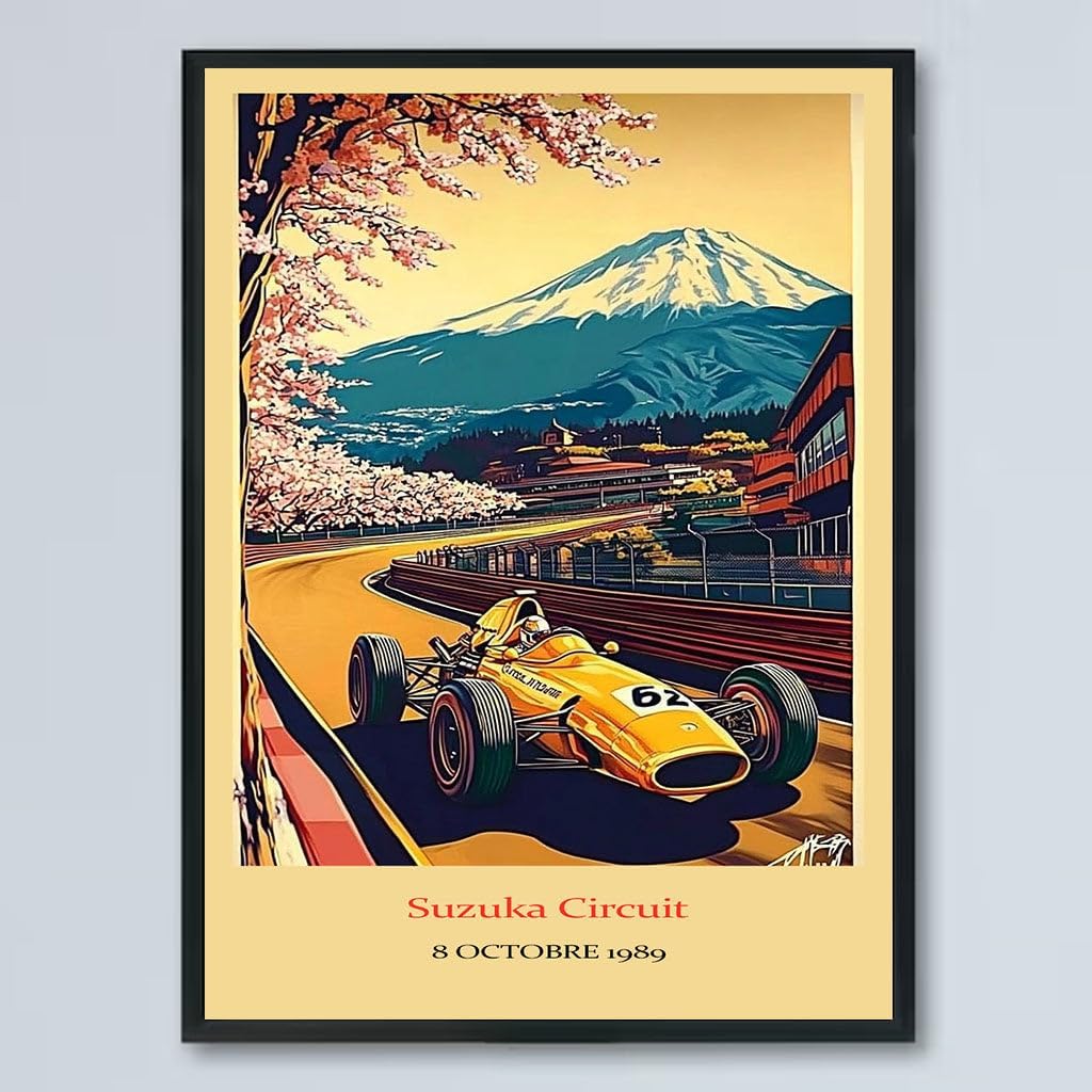 Vintage F1 Racing Suzuka Circuit 8 OCTOBRE 1989 Poster, Race Car Print, Vintage Car Racing Poster, Race Fan Gift, Executive Office Decor, F1 Gift Idea bjbcAE