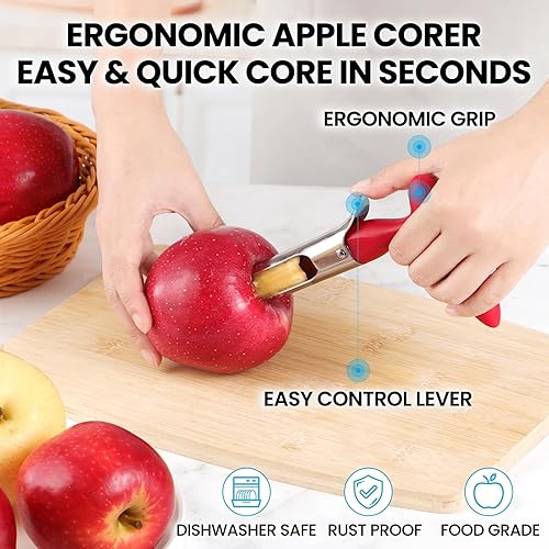 Vista 8 de SCHVUBENR Herramienta de descorazonador de manzana de alta calidad, fácil de usar y limpiar, removedor de núcleo resistente con descorazonadores