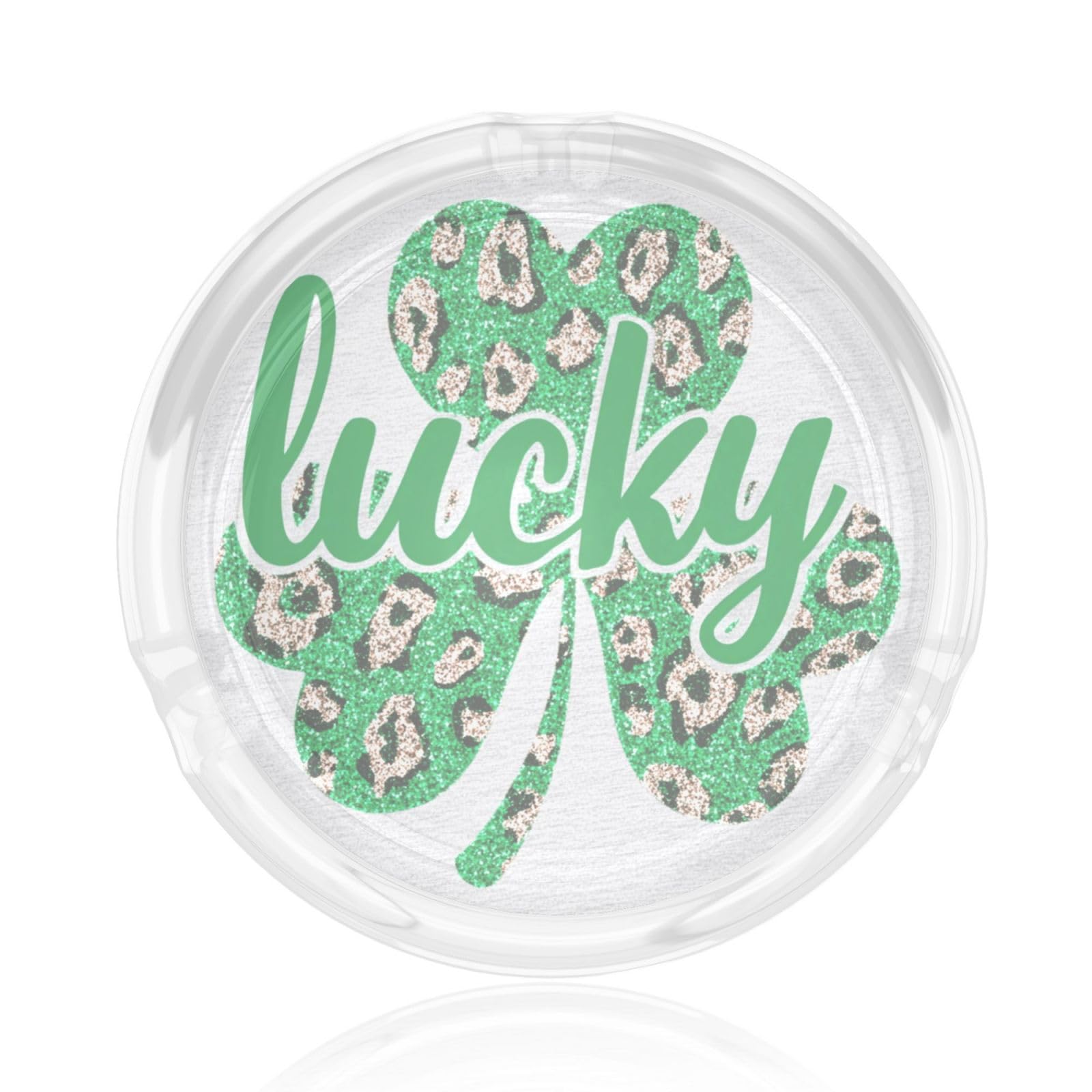 Green Leopard Print Four-Leaf Clover Glass Ashtray For Cigarettes Ash Trays Case For Home Office Decor
