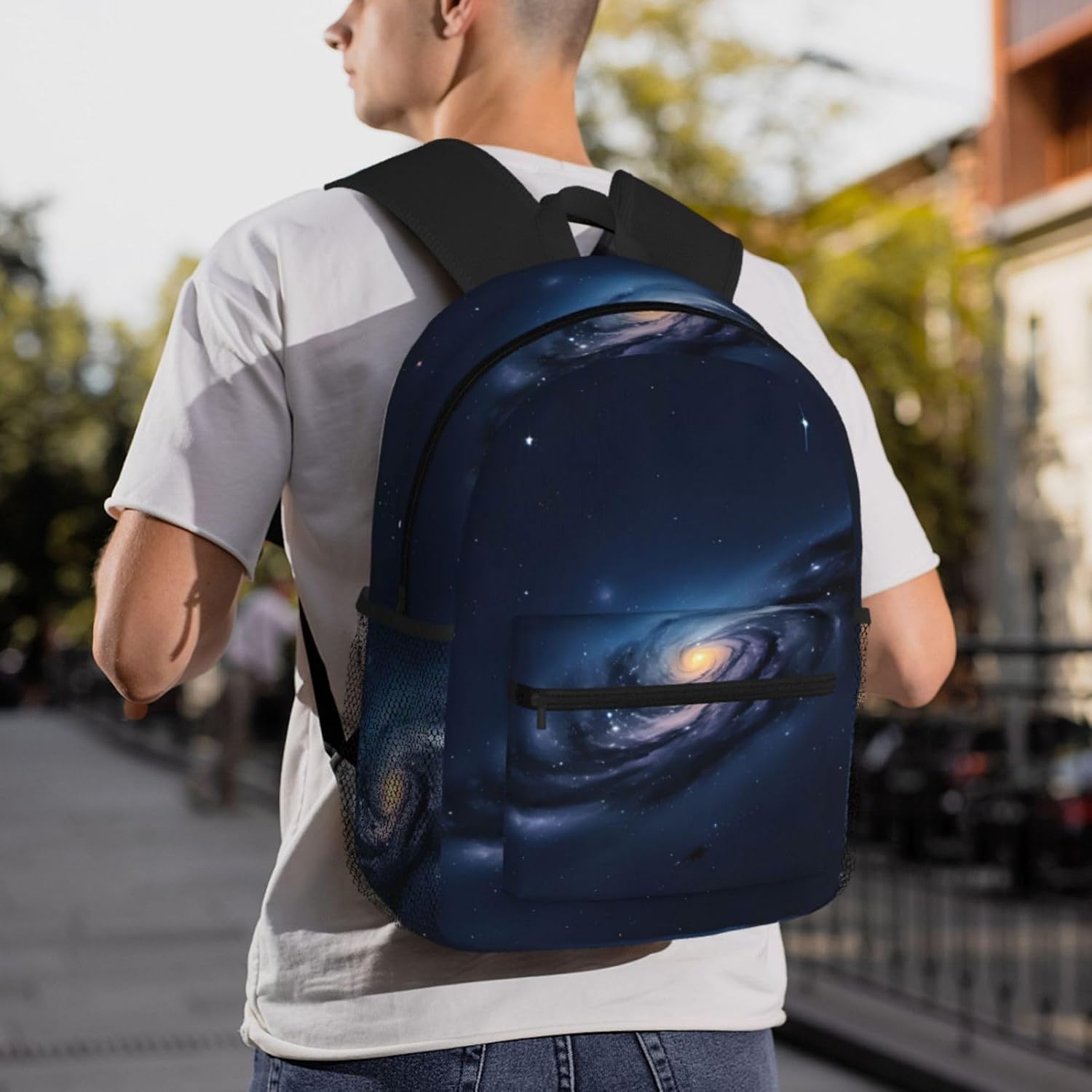 Universe Milky Way Galaxy Print Lightweight Casual Backpack For Women Travel Daypack Gym Backpack For Men Book Bags, SB-122