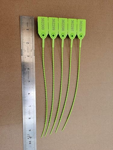 Miniatura 5 de Etiquetas de seguridad de plástico verde numeradas a prueba de manipulaciones, cierres automáticos de 9.84 pulgadas de longitud, paquete de 500