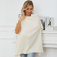 Vista 2 de PPOGOO Funda de lactancia de muselina para lactancia materna, transpirable, para mamá, 100% algodón, con aro rígido para lactancia materna (beige)