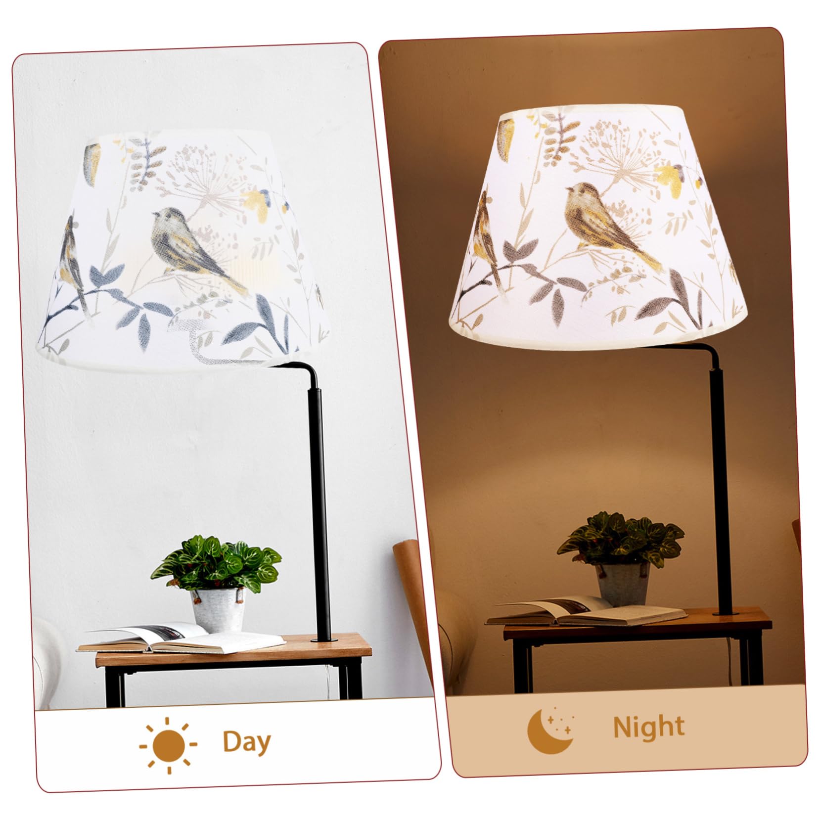 Uonlytech Abat-jour En Tissu Fleurs Et Oiseaux Tons Clairs De Fleurs Abat-jour Rustiques Couverture De Lampe De Table Abat-jour En Tissu Pour Lampes De Table Métal Intérieur E27 Plafond