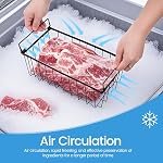 4 Pack Freezer Organizer Bins, Freezer Baskets for Chest Freezer Stackable Deep for Sorting Frozen Meats and Food, Freezer Storage Basket with Foldable Handles