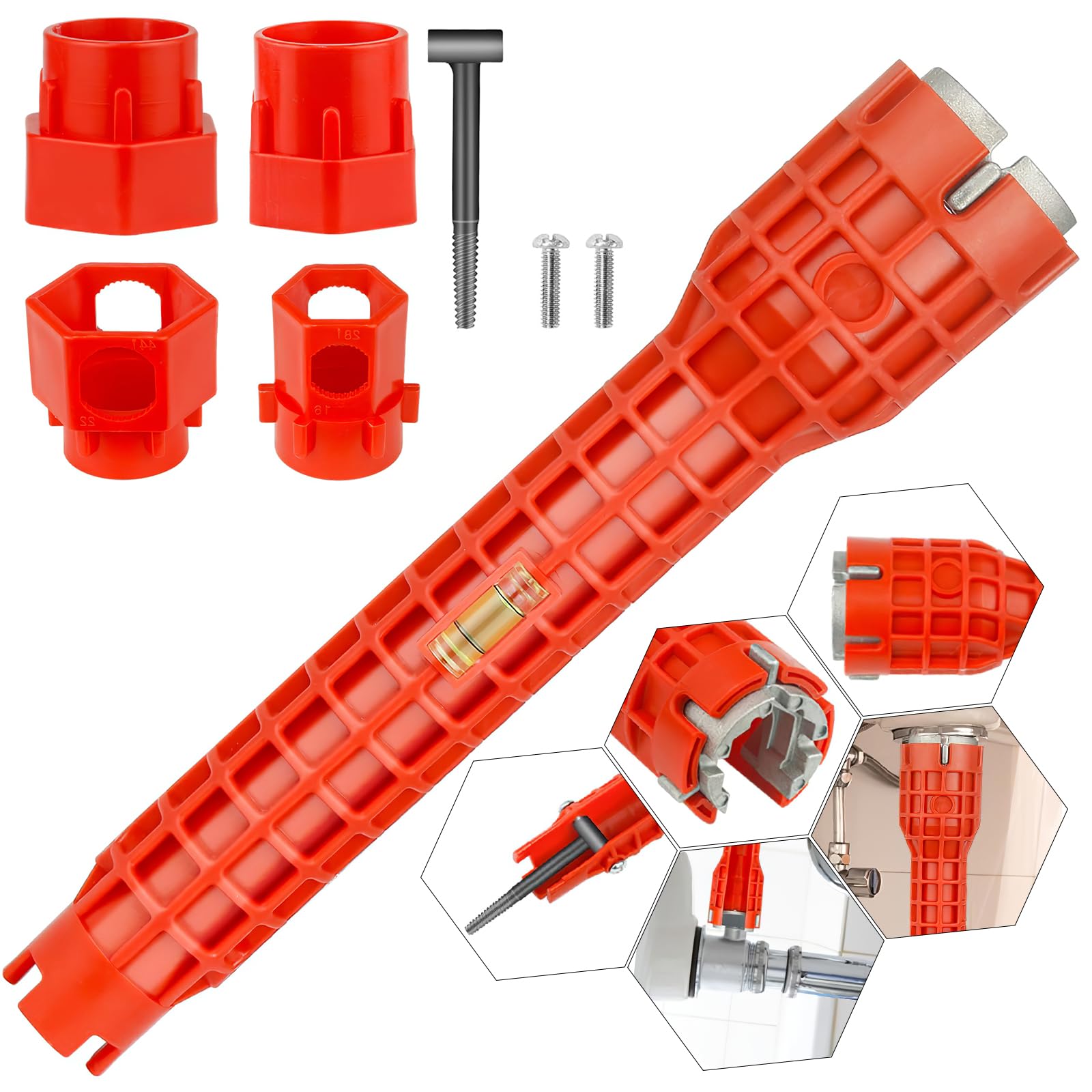 Chiave A Tubo Per Rubinetti - Attrezzo Idraulico Multiuso In Lega Di Zinco Con 4 Teste - Foto 5