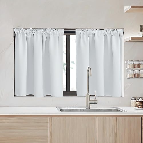 Miniatura 14 de RYB HOME - Cortinas blancas, cortinas para oscurecer la habitación, con aislamiento térmico, juego de cortinas opacas para dormitorio, sala