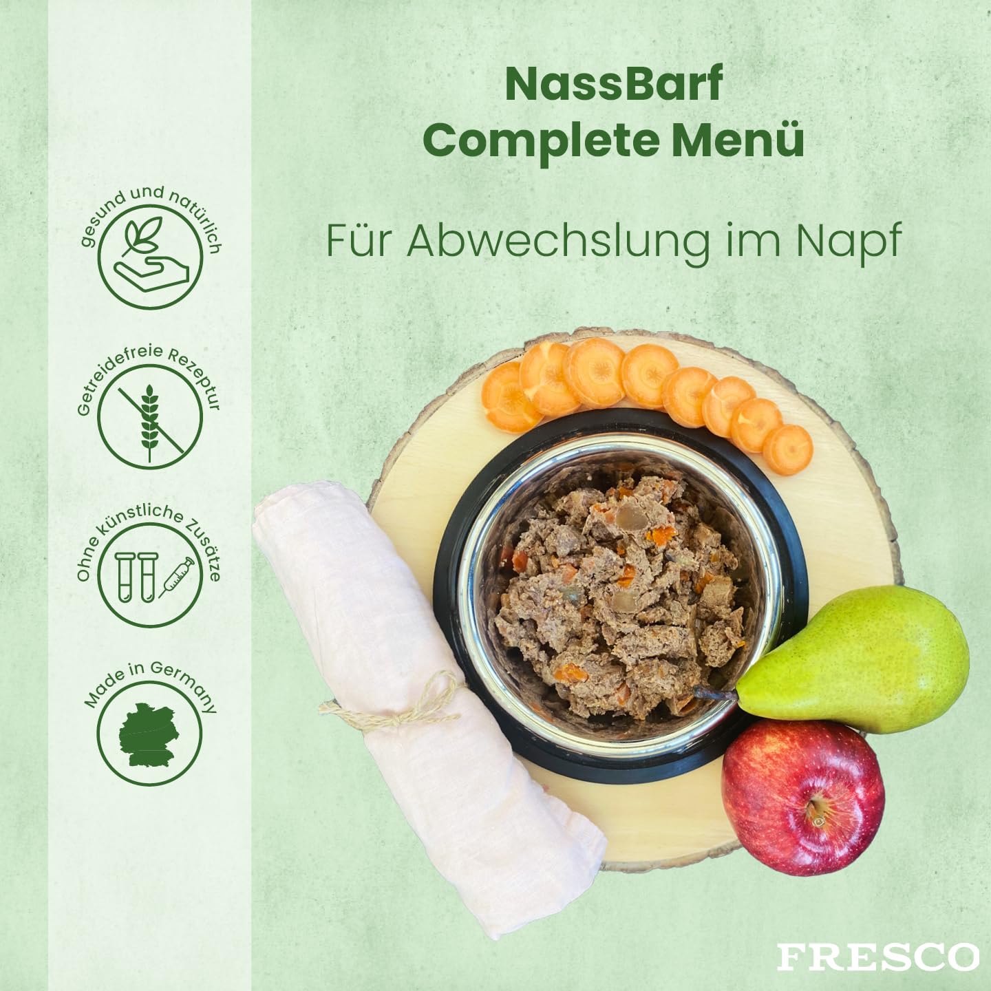 FRESCO Dog NassBarf Vegetarisch 12 x 400g | mit Rote Beete, Paprika, Tomate