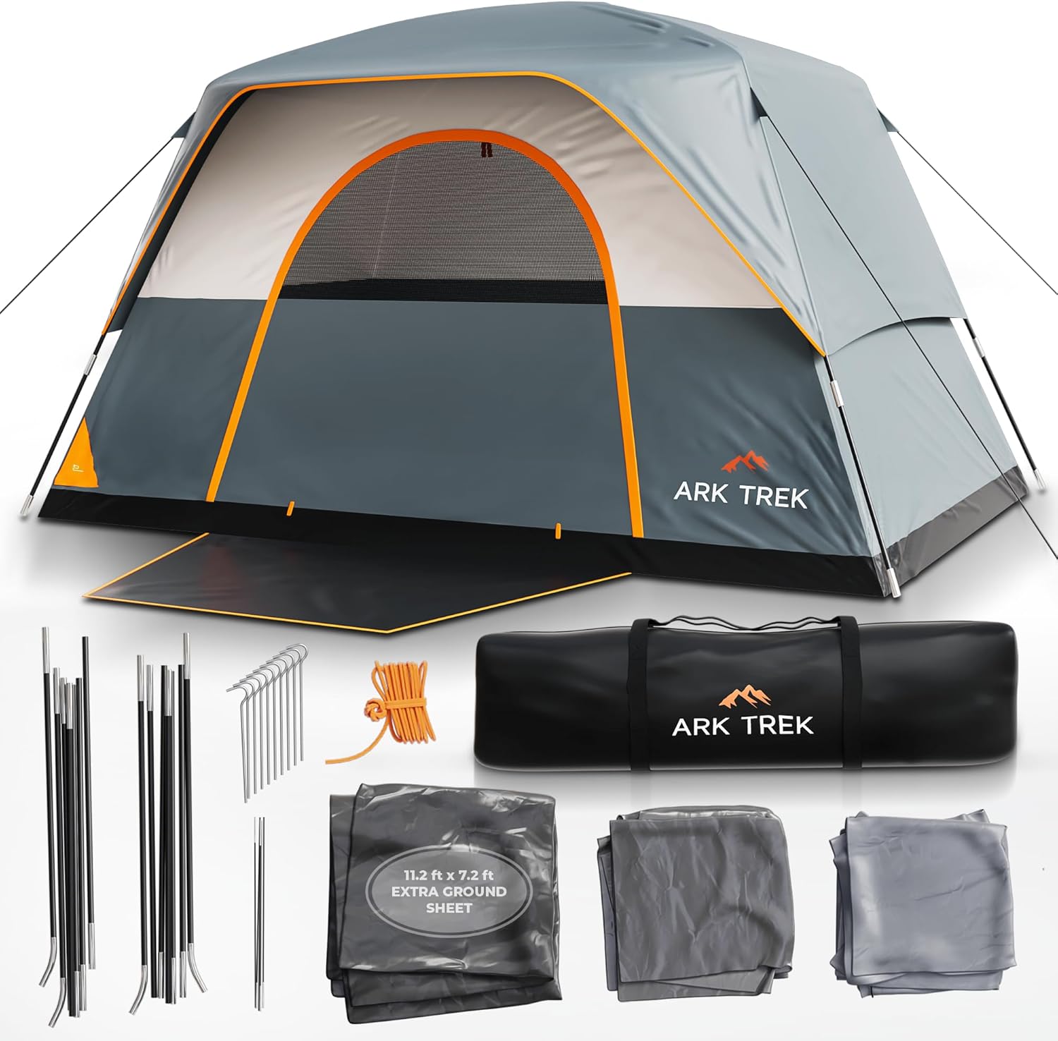 ArkTrek 6 Person Tents for Camping-Robust Family Camping Tent Cabin w Ground Sheet