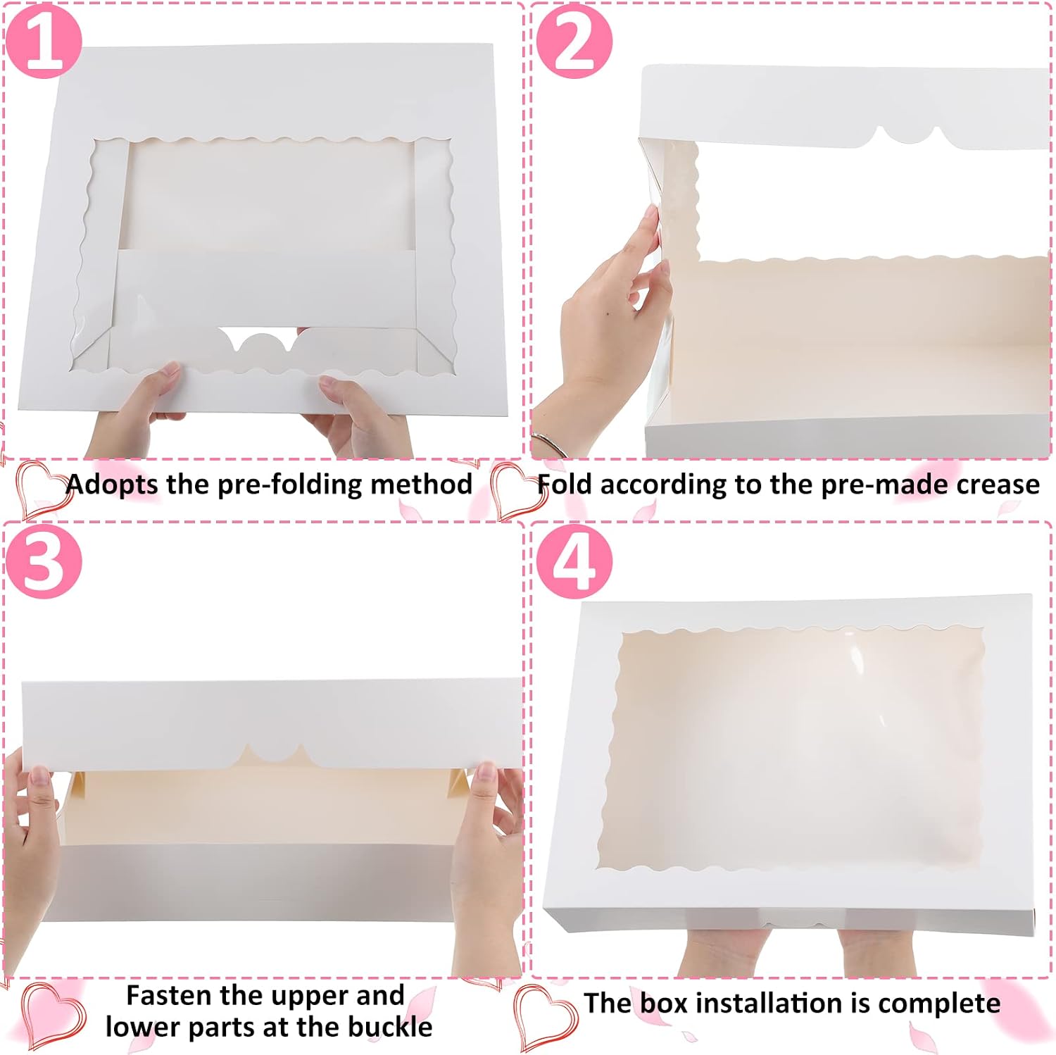 Zopeal 40 Pcs Mother's Day Cookie Boxes with Window for Holiday Party 14 x 10 x 2.5 Treat Boxes White Bakery Containers for Cookies, Pies, Cakes, Muffins, Donuts, Brownies and Pastries