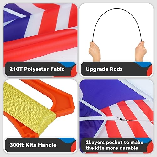 Miniatura 3 de SGftre Cometa de águila, bonito color, marco más fuerte, cometa de águila grande para niñas y niños, fácil de montar, perfecta para vacaciones de