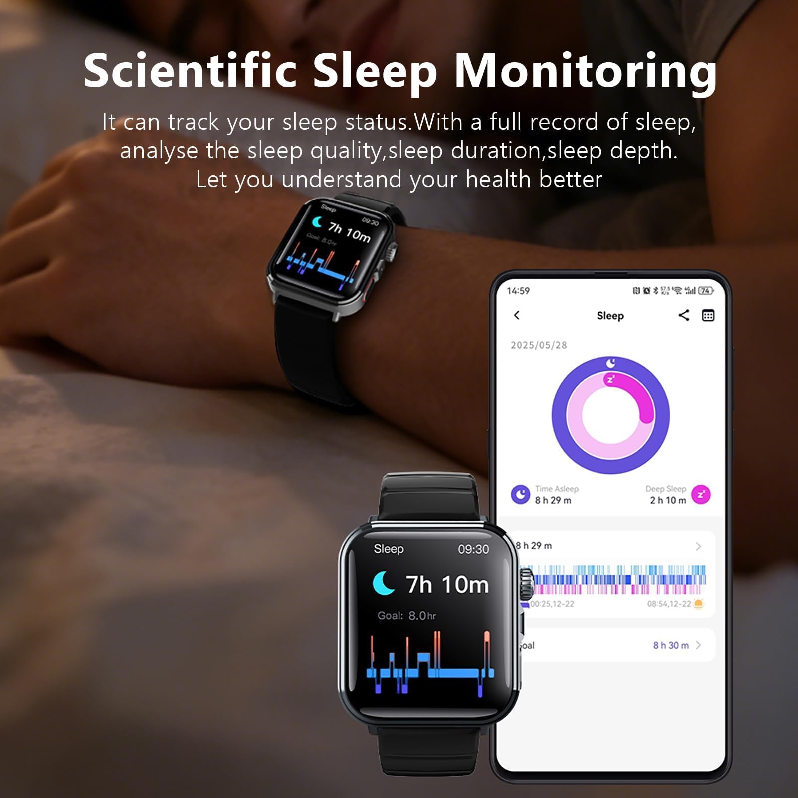 Orologio intelligente per uomini e donne anziani con rilevamento di caduta e allarme di caduta per telefoni Android iOS Bluetooth Risposta/composizione chiamate frequenza cardiaca monitoraggio del