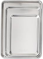 Nordic Ware Naturals 3-Piece Aluminum Sheet Pan Set: Half, Jelly Roll & Quarter - Warp-Resistant USA-Made Bakeware for Even Baking