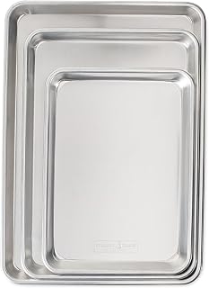 Nordic Ware Naturals 3-Piece Aluminum Baking Sheets Set: Half, Jelly Roll & Quarter Sheet Pans - Warp-Resistant, USA Made