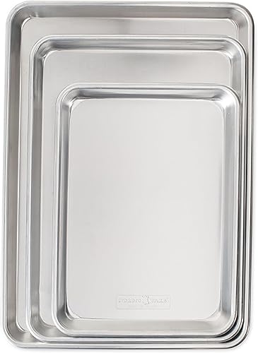 Nordic Ware Naturals Juego de 3 Piezas - Bandeja para Hornear de Aluminio de Calidad Comercial Fabricada en Estados Unidos para Hornear o Asar,