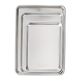 Nordic Ware Naturals 3 Piece Set - USA Made Aluminum Commercial Quality Sheet Pan for Baking or Roasting, Encapsulated Galvanized Steel Rim Prevents Warping; Half Sheet, Jelly Roll and Quarter Sheet Bakers Delight Set, 1-Pack