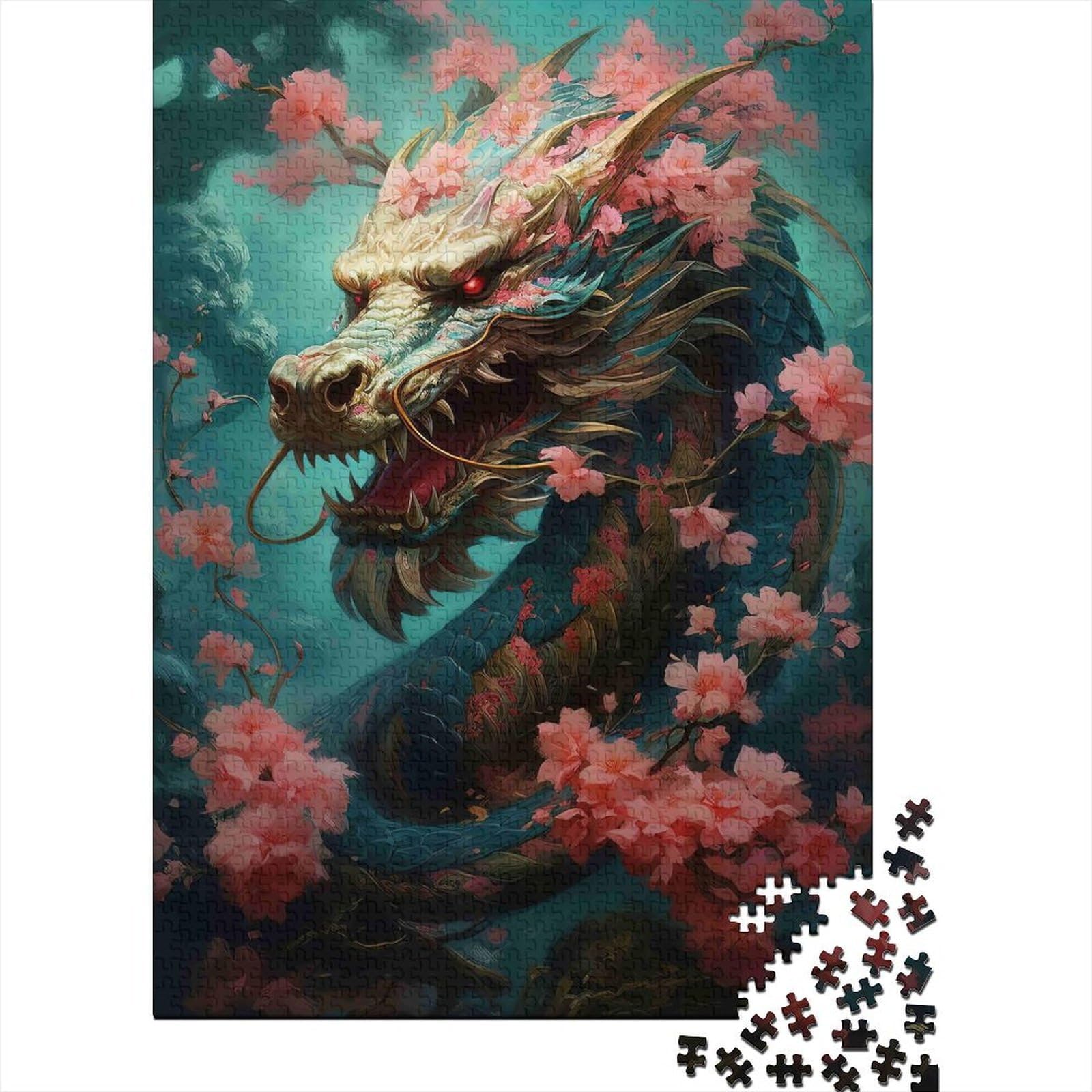 dragon 1000pc jigsaw puzzle paper for adults blue light depth wall art