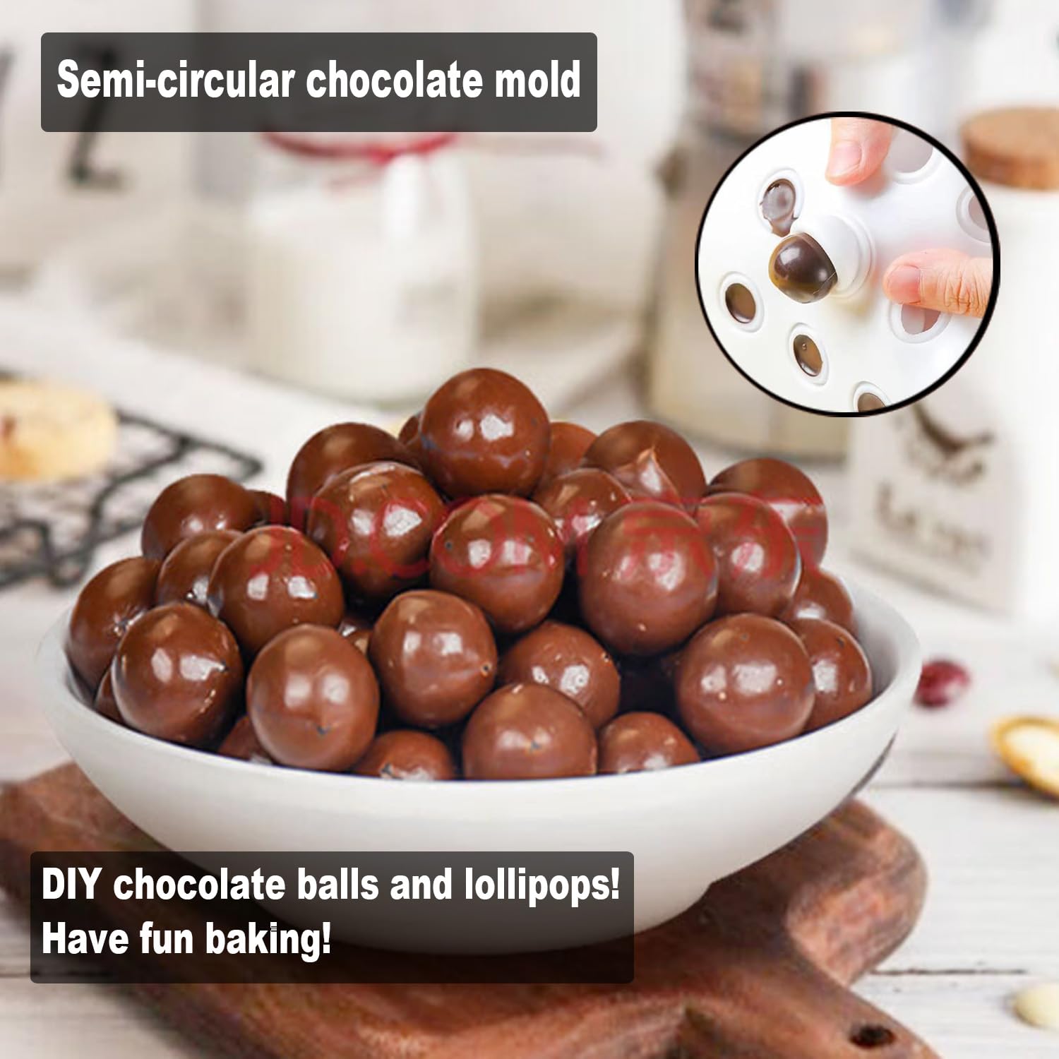 Molde Bombones, 35 Cavidades, Reutilizable Molde Silicona Esfera, Blanco, Adecuado para Hacer Bolas de Chocolate y Hielo
