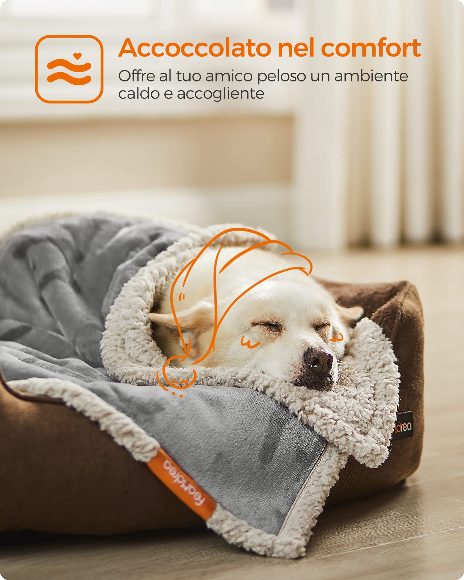 Feandrea Coperta Impermeabile per Cani, Coperta Animali Domestici in Sherpa per Cani Nani e di Piccola Taglia, Gatti, 101 x 73 cm, M, Coprisedile Reversibile Lavabile in Lavatrice, Grigio PPB040G01