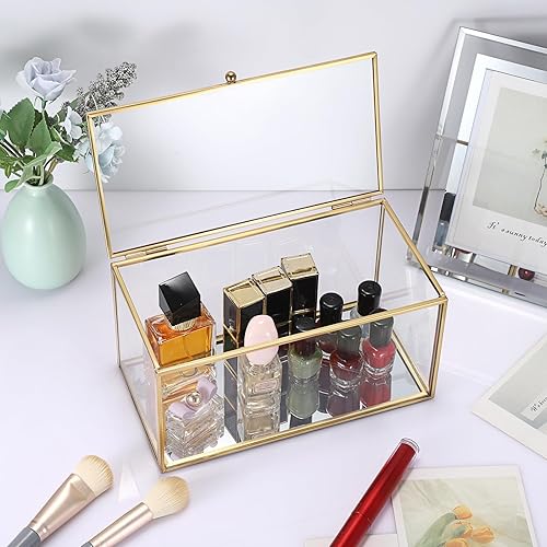 Miniatura 8 de ELLDOO Soporte de cápsulas de café de vidrio dorado, caja de almacenamiento de cápsulas de café con tapa, bolsas de té, paquetes de azúcar, soporte