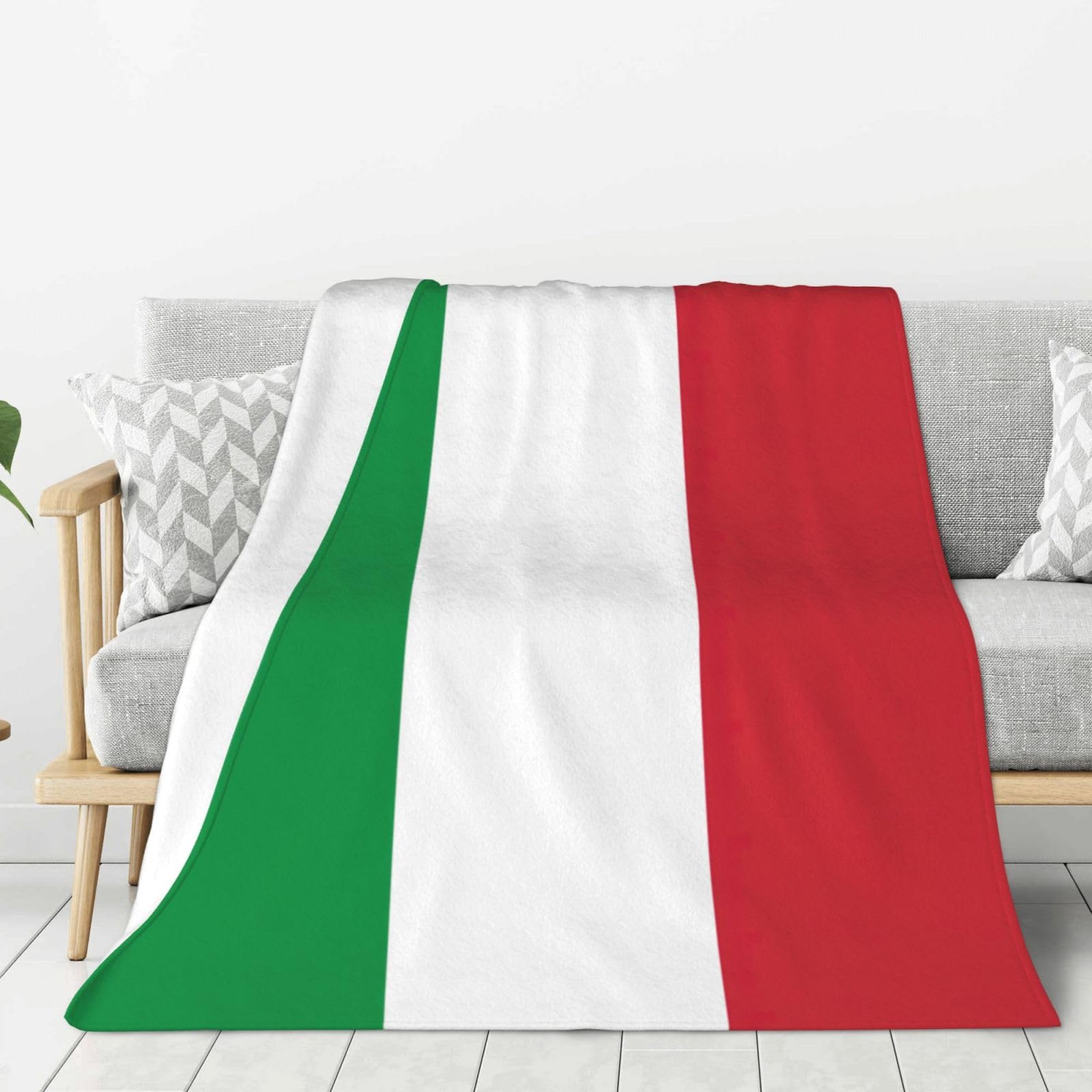 Coperta in flanella con stampa bandiera italiana, comoda e leggera, coperta calda, adatta per divani letto e viaggi