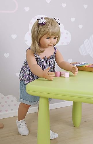 Muñecas Reborn de 34 pulgadas y 34.3 in, cuerpo completo, vinilo duro, realista, anatómicamente correcto, modelo de cabello rubio corto,