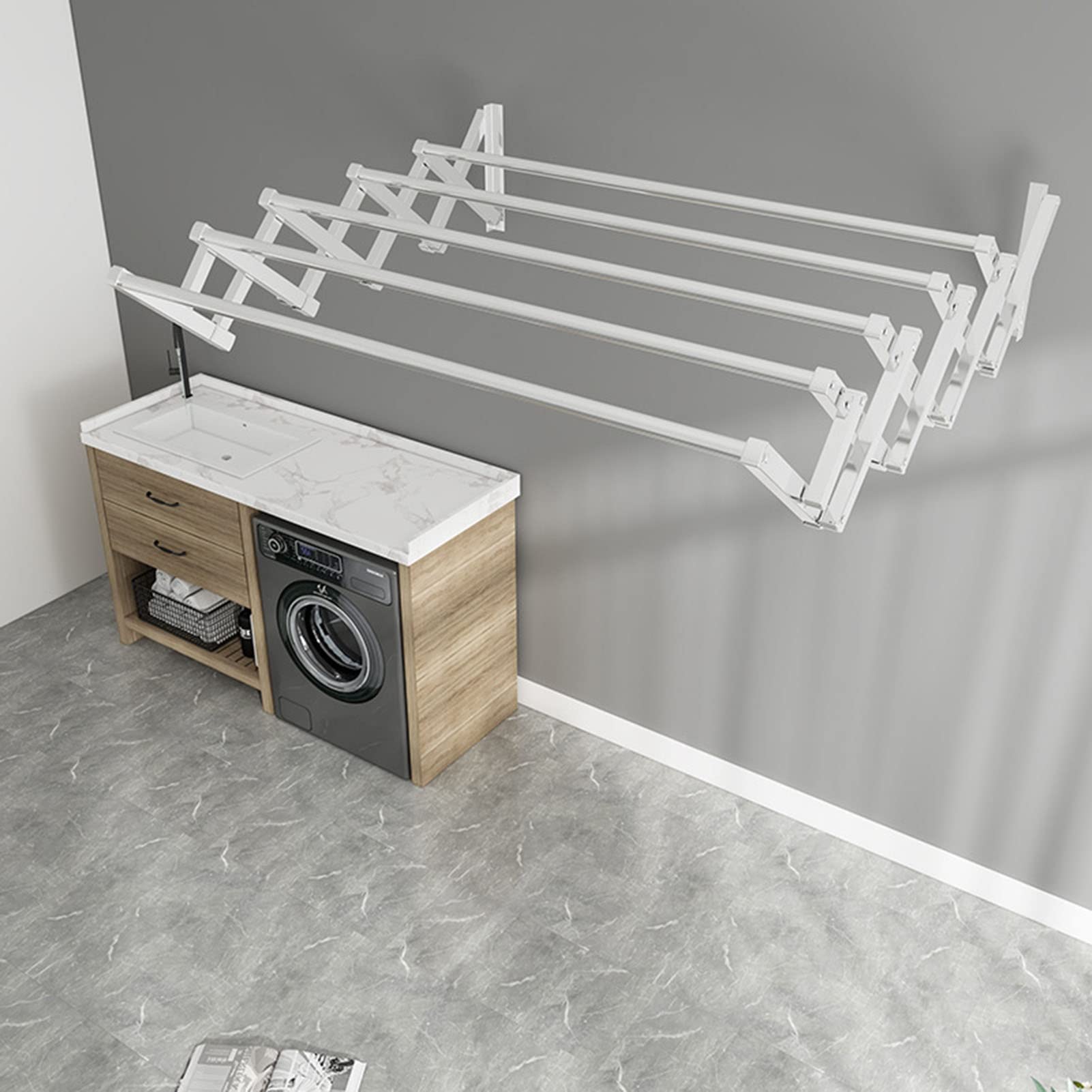Stendibiancheria Telescopico Da Parete In Acciaio Inox 304 – Corda Ritrattile Per Balcone E Bagno, Oro - 4