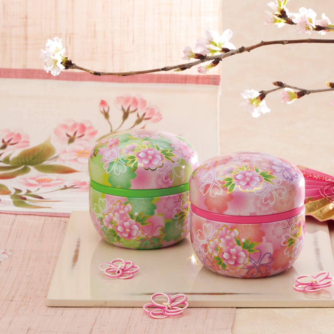 Tokyo Matcha Selection - Suzuko-Hiyori steel tea caddy can - 2 color - for tea leaf [Standard ship by SAL: NO tracking number & insurance] (Pink)