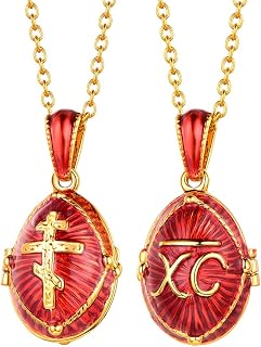 Russian Orthodox Cross Pendant/Praying Hands/Ichthys Sign for Men Women Stainless Steel 18K Gold Plated Jesus Pendant Christian Religious Necklaces, Length 22" Silver Black Gold