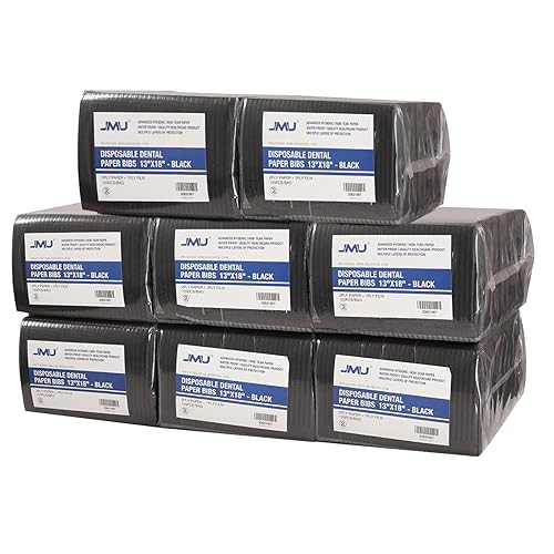 Miniatura 40 de JMU 2500 baberos dentales, 2 capas de pañuelo 1 capa de película, baberos dentales desechables a granel, 13 x 18 pulgadas, baberos para tatuajes,