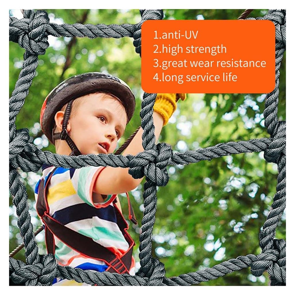 Scala in corda da arrampicata con rete di sicurezza, spessore 14 mm, ideale per fitness, parchi giochi, attività indoor e outdoor, durevole e sicura per bambini e adulti