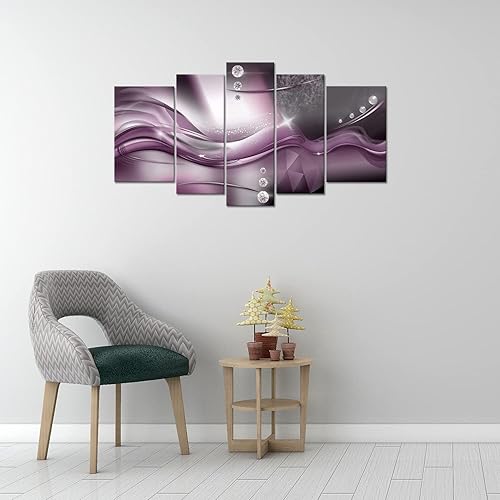 Miniatura 4 de YAYNICE Arte de pared abstracto moderno morado de 5 piezas con impresión en lienzo de cuadros grandes, pintura de pared, decoración de pared para