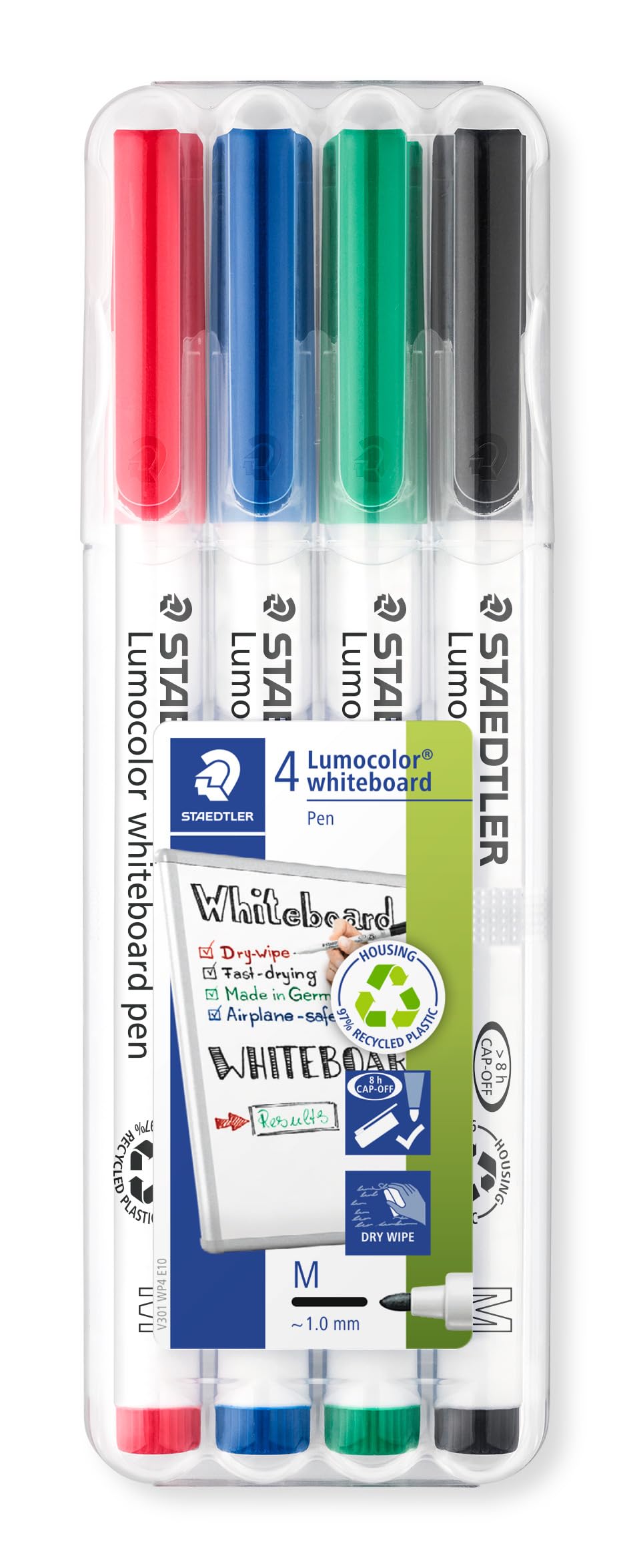 Staedtler Lumocolor 301 Feutres tableau blanc – 4 couleurs, 1,0 mm