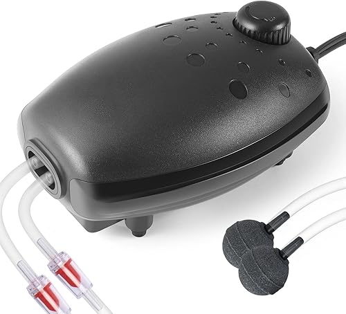 HITOP Adjustable Aquarium Air Pump, Upgrade Quiet Oxygen Pump, 80GPH Powerful Air Aerator for Fish Tank up to 120 Gallon