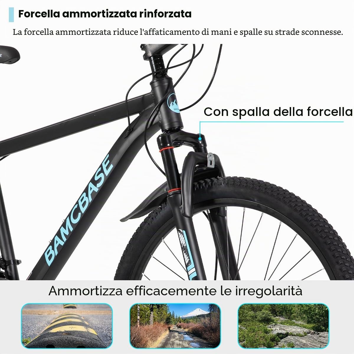 Hiland 26 27,5 pollici, mountain bike da uomo e da donna con telaio in alluminio, 21 marce, bicicletta Hardtail per adulti con freno a disco, nero/blu/verde/viola/bianco