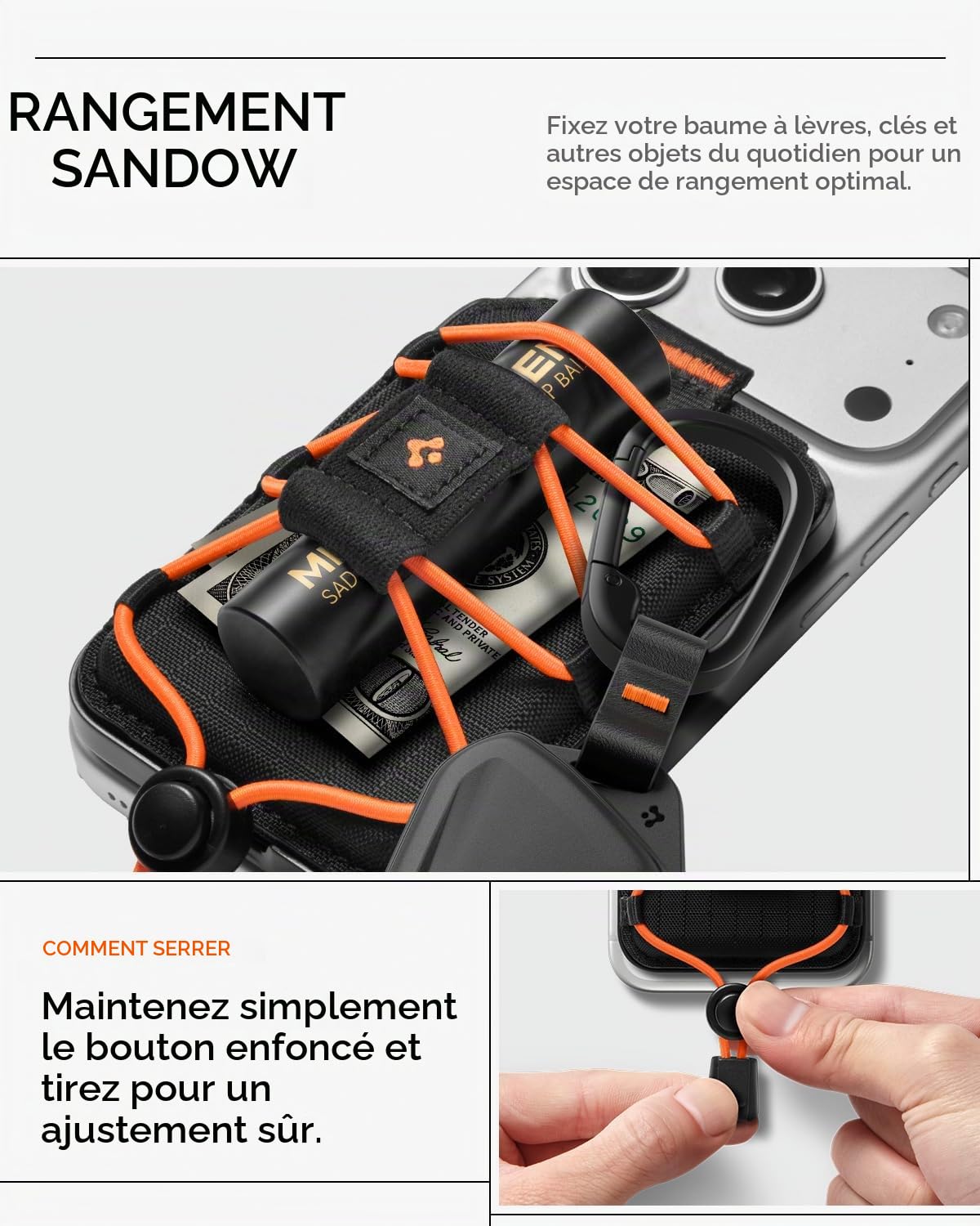 Spigen TieFit MagFit Porte-Cartes magnétique 2-3 Cartes, Support Multifonction Compatible avec Les séries iPhone 17/16/15 MagSafe, Pixel Snap – Noir
