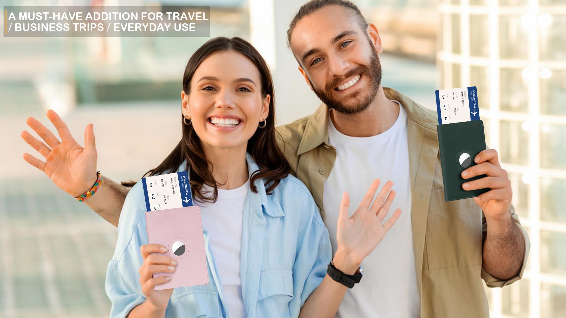 Airtag - Custodia per passaporto, per donne e uomini, in vera pelle, fatta a mano, con slot per Airtag, accessori essenziali da viaggio, regalo di compleanno (cavallo pazzo, viola), Viola, Per Airtag