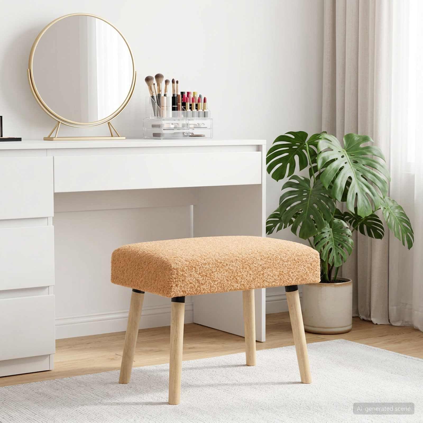 Ławka Uni Beige 60 x 40 x 45 cm Kręcona