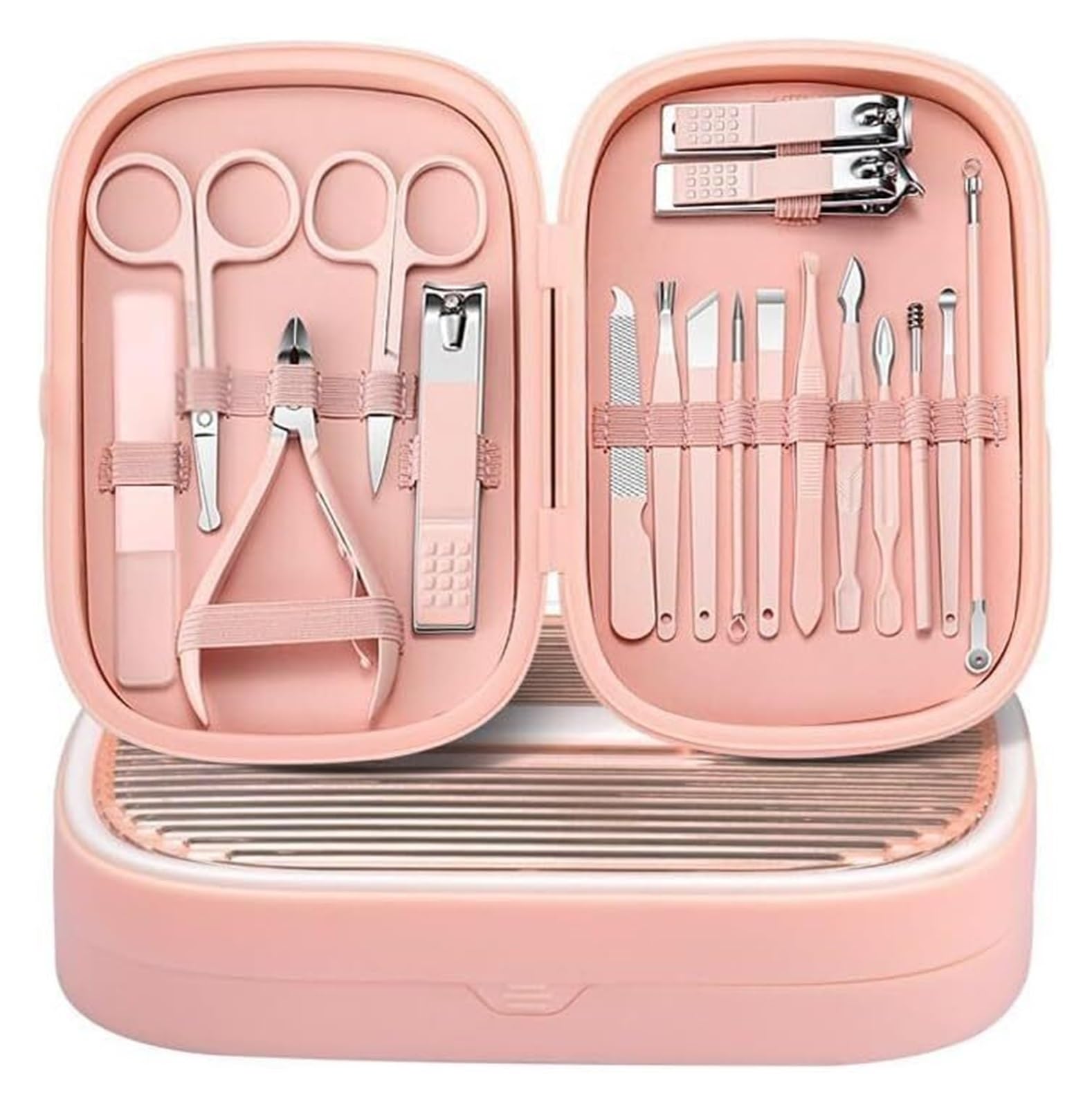 Kit de manicura y pedicura con cortaúñas de Acero Inoxidable para Mujer y Hombre (Rojo Claro)