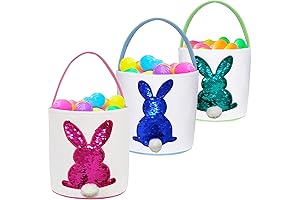 Poptrend Easter Basket 3-Pack for Kids in Blue, Green, and Pink