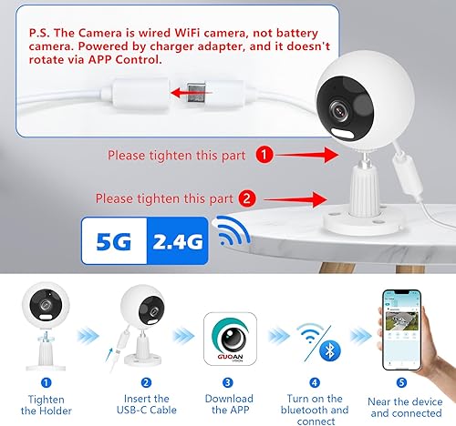 Miniatura 6 de Cámara de seguridad para interiores y exteriores 5G2.4G para monitor de bebé, cámara de mascotas de 3 MP para perrogatoniñerabebéanciano, IP66