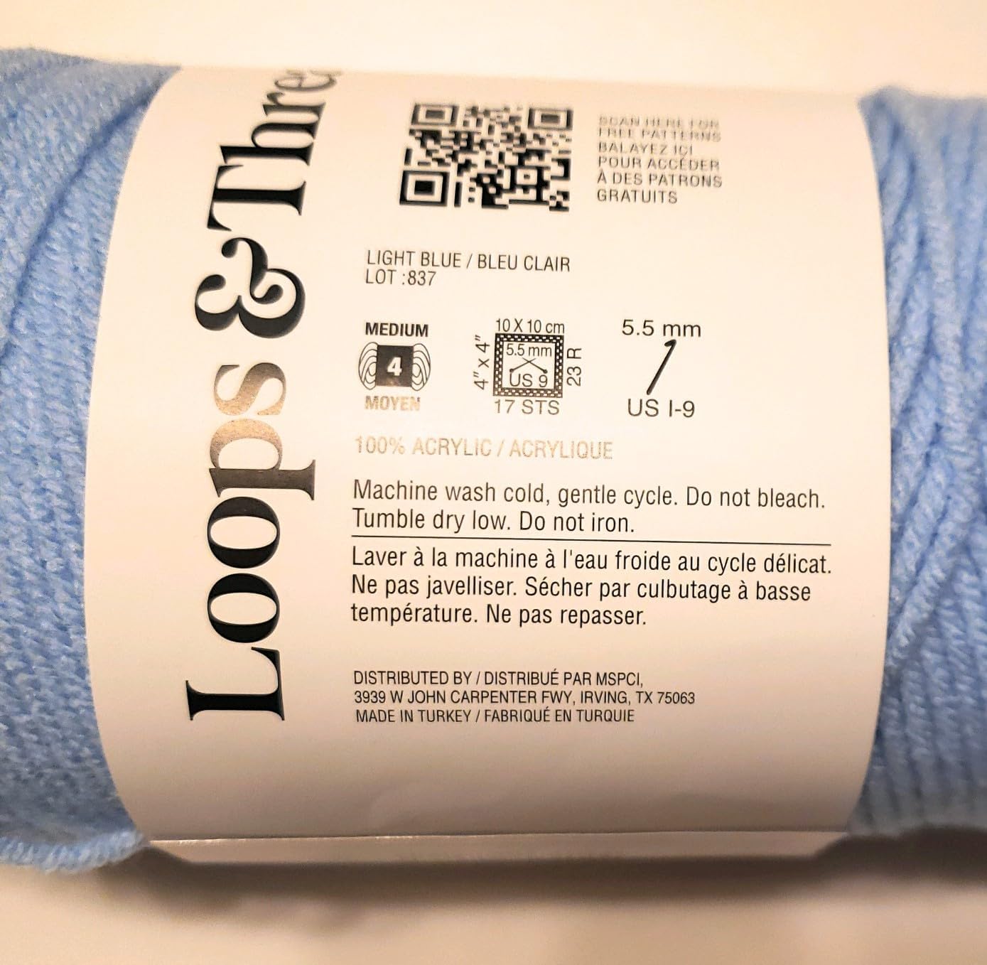Soft Classic Yarn by Loops and Threads - 354 Yards - Medium (4) - Light Blue