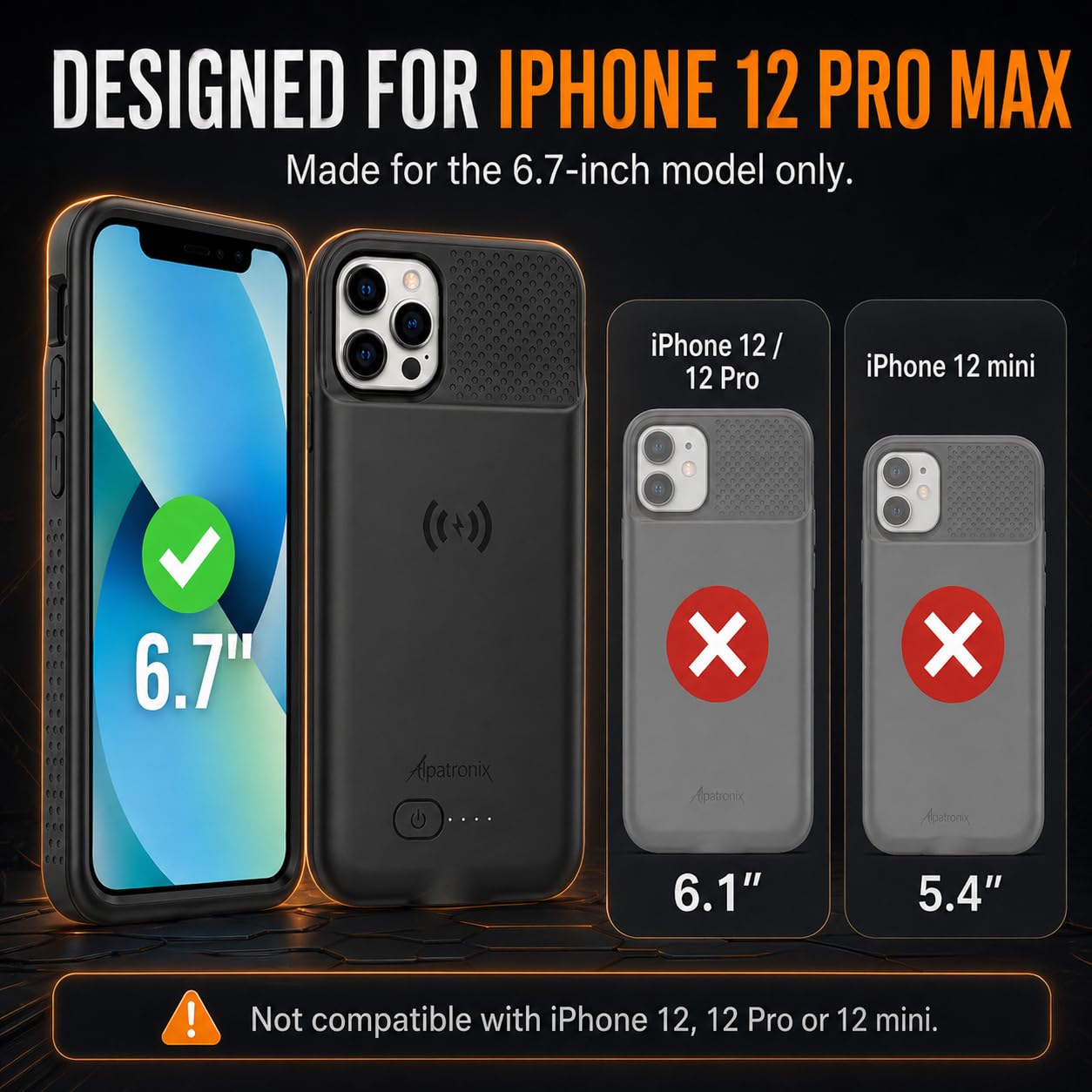 Battery Case for iPhone 12 Pro Max, 6000mAh Slim Portable